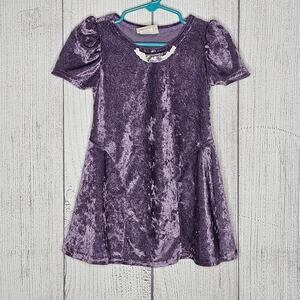 VTG 90s Little Precious Purple Velvet Fit & Flare Dress, size 3T